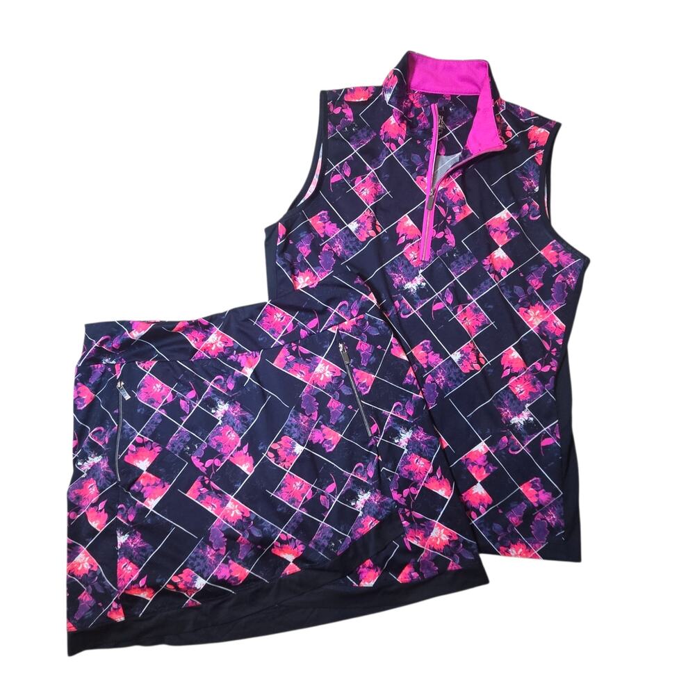 Tail 2-Piece Set Skort & Sleeveless Top Golf, Tennis sz M Quarter-zip Pink Blue